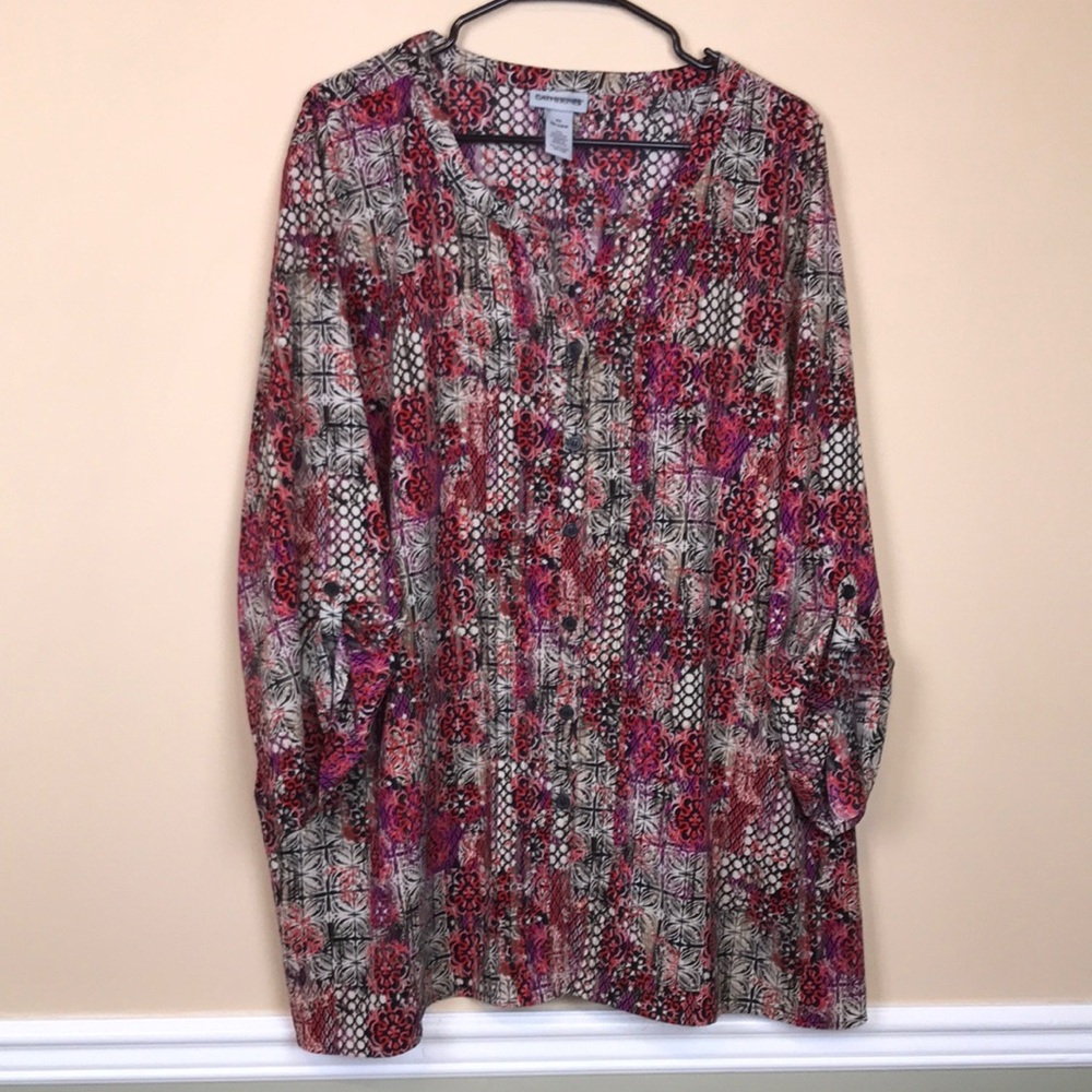 Catherines Women’s Boho Pattern Multi-Color Pleat… - image 1